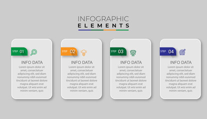 Infographic element with icons and 4 options or steps.