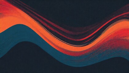 Black blue orange red abstract grainy poster background vibrant color wave dark noise texture cover...