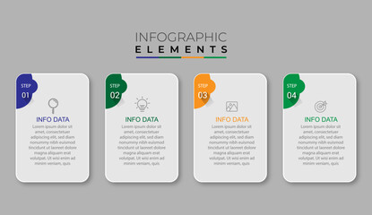 Infographic element with icons and 4 options or steps.