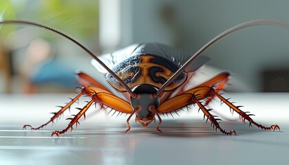 Unwanted insect guest: a cockroach on the dining table 🦟🍽️ Time for pest control!