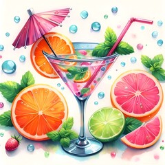 Cocktail with orange and lime