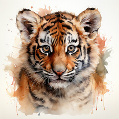 Fototapeta premium Watercolor South China tiger, clipart Illustration, Generative Ai