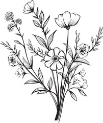 Flowers on white isolated background. Botanical illustration