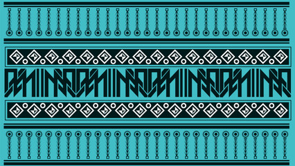 Background Ethnic style colorful seamless border. Tribal decorative tape Polynesian tribal aztec pattern for t shirt, pants, fabric, wallpaper, card template, wrapping paper, carpet, textile, cover. - obrazy, fototapety, plakaty