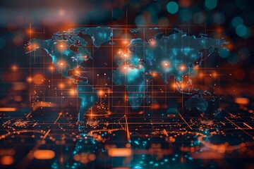 Digital map of world network created with generative ai