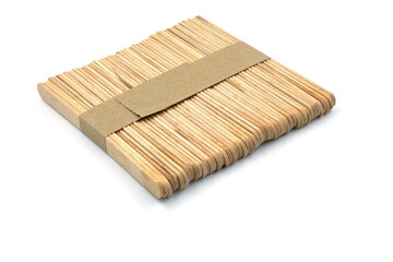 Popsicle sticks for crafts are on a white background.