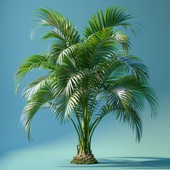 Fototapeta premium A palm tree with a green leaf and the word palm on it