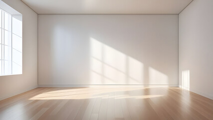 A serene chamber filled with gentle light, casting ethereal shadows on its wooden floor and wall.
