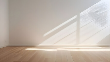 A serene chamber filled with gentle light, casting ethereal shadows on its wooden floor and wall.