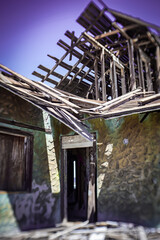 Decaying wooden building in the desert