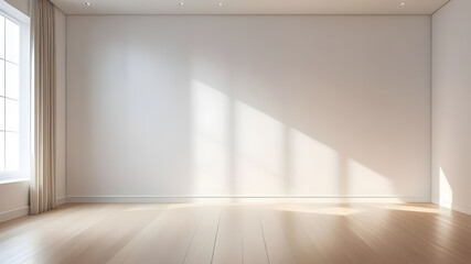 A serene chamber filled with gentle light, casting ethereal shadows on its wooden floor and wall.