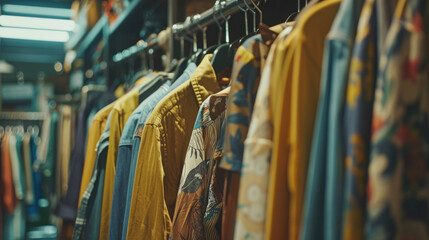 Second-Hand Clothing Store, Sustainable Clothing on Display