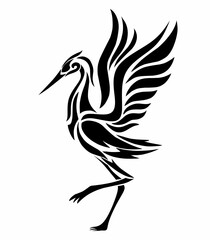 Fototapeta premium illustration vector graphics of tribal art design crane bird on a white background