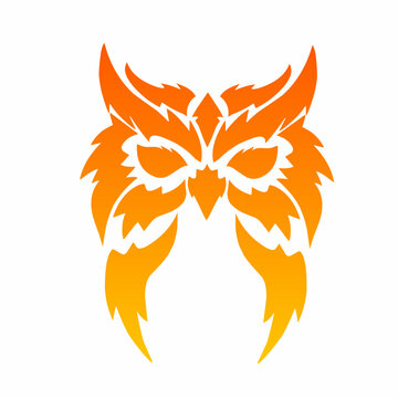 illustration vector graphics of design fiery owl head suitable for tribal, tattoo, element