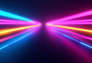 3d Render Abstract Background With Colorful Neon Line