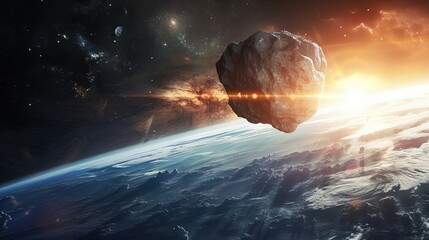National asteroid day background concept, copy space - obrazy, fototapety, plakaty