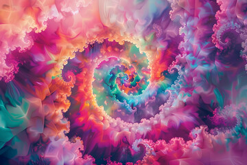 Vortex of Colors: Surreal, Abstract Psychedelic Art Displaying Geometric Fusion and Transcendental...