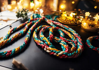 Admiring Japanese traditional knots reveals cultural richness.