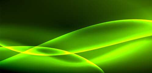 Macro photography capturing the intricate pattern of a green and yellow wave on a black background, resembling a terrestrial plant. The vibrant tints and shades create a mesmerizing art piece