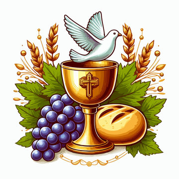 holy communion chalice dove grapes bread clip art preview