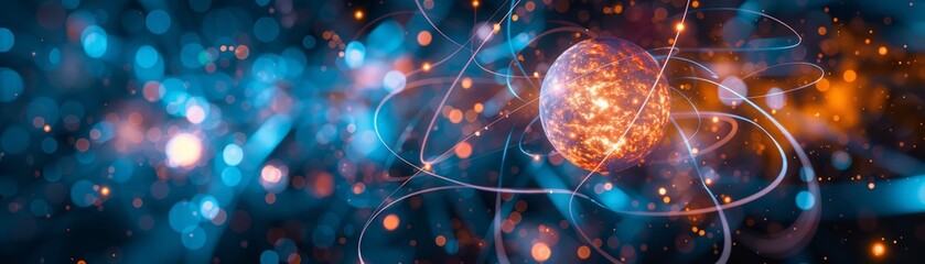 Subatomic particles interacting at the quantum level, Depict the building blocks of matter and the forces that govern them