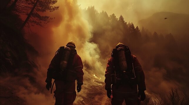 bomberos de chile combatiendo el fuego en la 5ta region de chile