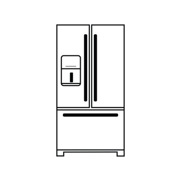 recommend clip art: ne single line drawing of luxury two door refrigerator home appliance. New classic grey cooler icebox frig with Illustration style doodle and line art