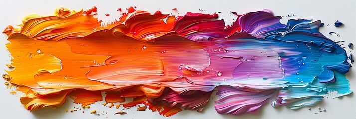 Colorful oil paint , flat , white background. Colorful abstract texture. Smears of oil paint on an...