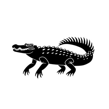 black alligator walking white background clip art preview