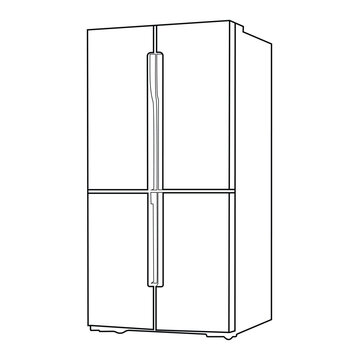recommend clip art: ne single line drawing of luxury two door refrigerator home appliance. New classic grey cooler icebox frig with Illustration style doodle and line art