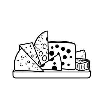 cheese assortment black and white clip art preview