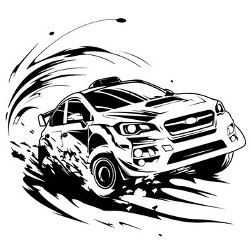black and white rally car racing clip art preview
