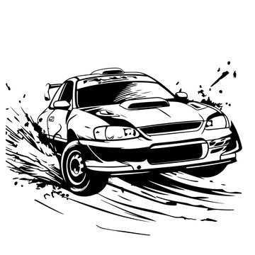 black and white rally car racing clip art preview