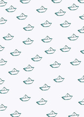 pattern sea ​​boats background blue