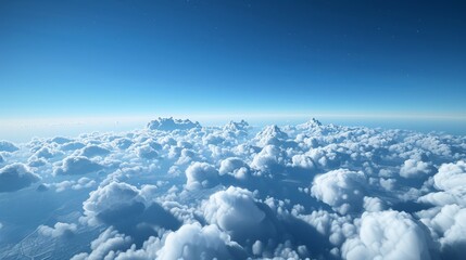 View of blue sky and clouds from airplane