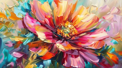 Beautiful floral background. Colorful flowers. Oil painting. Abstract art background. copy space