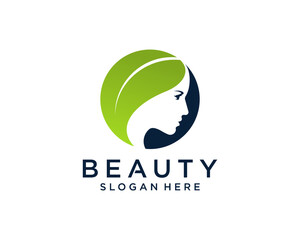 woman and leaf combination logo