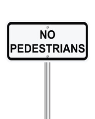 No pedestrians traffic sign on white