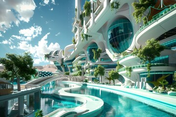 Sentient Sci-Fi Luxury Hotel Reshaping Its Architecture to Cater to Guest Desires - obrazy, fototapety, plakaty
