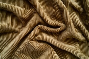 Texture background of velours khaki fabric. Upholstery velveteen texture fabric, corduroy furniture textile material, design interior, decor. Ridge fabric texture close up - generative ai - obrazy, fototapety, plakaty