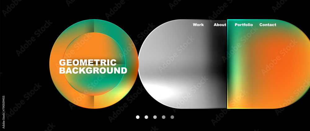 Poster A stylish geometric background featuring circles on a black backdrop. Perfect for use as a backdrop for events, automotive lighting displays, or multimedia presentations
