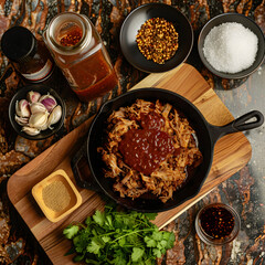 Step-by-Step Process of Making Traditional Pulled Pork Dish Infused with Savory Spices