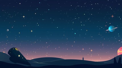 Obraz premium Background materials: Illustrations of Cosmic Planets and Aerospace Themes