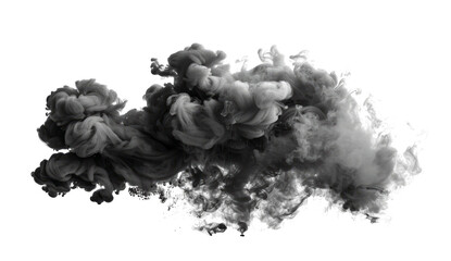 black smoke isolated on transparent background cutout