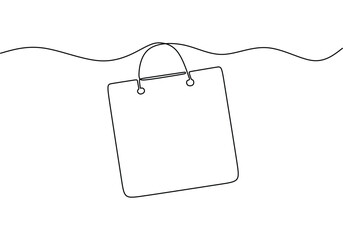 Naklejka premium Continuous one line drawing of Shopping bag