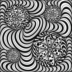 Doodle, abstract style. Abstract. Doodle, black lines make up an image. Lines form a figure with a circle pattern, black lines.