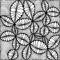 Abstract doodle lines. Abstract lines. Doodle lines with black lines. Assemble as a picture The lines make up the shape of the leaf, black lines.