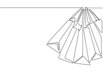 Continuous one line drawing of Shopping bags