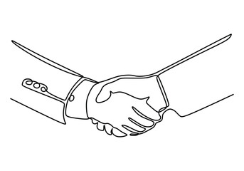 continuous one line vector illustration of a handshake
