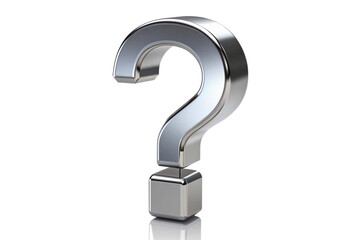 3d question mark, silver question isolated white background